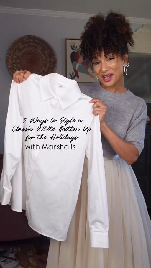 #ad Three ways to wear a classic white shirt for the holiday season! 💁🏽‍♀️🤍Once again I got every last detail from @marshallscanada. Which look is your fave?

#MarshallsCanada #LoveMarshalls
