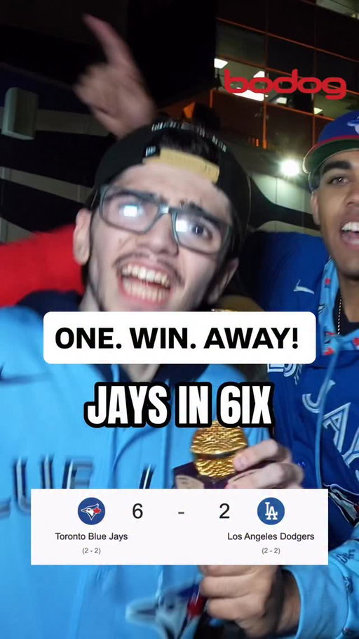 CANADA. WE ARE ONE WIN AWAY FROM THE WORLD SERIES TROPHY!!

@fanfirstjays gamedays powered by Bodog Canada! 

#bluejays #jays #Toronto #wantitall #dodgers #ladodgers #losangeles #worldseries #worldseries2025 #mlb #baseball #fancam #fans #baseballfans #mlbfan #interview #sports