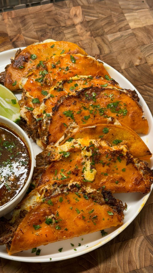 BIRRIA TACOS 🌮🌮 takes like 6 hours but it’s worth it!! make sure you’re dipping the tortilla in the beef fat not the consomé when you pan fry/assemble the taco, i like to skim off the fat from the broth so it’s separated and easier to dunk! this will make it crispy, if you dip it in the consomé it won’t crisp up 

recipe link: https://erinscozykitchen.com/recipe/birria-tacos/

or comment “recipe” to receive the full recipe via DM! the full detailed recipe is also on my website 🔗 linked in bio! 

#birria #birriatacos #tacos