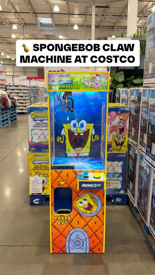 🍍 SPONGEBOB CLAW MACHINE AT COSTCO! This full-size arcade-style machine is such a fun find — it lights up, plays music, and even includes SpongeBob themed plush toys to get you started! This is TOO cool! 😍 #Costco #SpongeBob