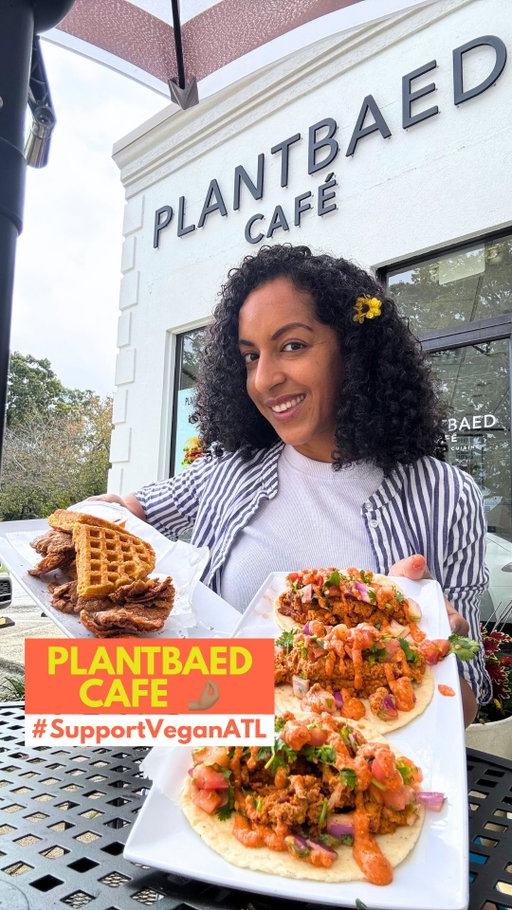 We celebrated our 9 year wedding anniversary at @plantbaed Cafe, a Black woman-owned vegan restaurant in the Vinings area of Atlanta, and it did not disappoint!

They specialize in clean, flavorful meals made from whole plant foods. Here’s what we tried:

• Kamut waffles for the kids (a hearty, high-protein ancient grain)
• Walnut meat street tacos - flavorful, colorful, and so good
• Fried oyster mushroom & waffle sandwich
• A tropical soursop colada packed with warm island spices

If you’re looking for a spot that’s wholesome, kid-friendly, and absolutely delicious, pull up to Plantbaed Cafe.

Supporting local vegan restaurants really makes a difference and this one deserves ALLLL the love 💚