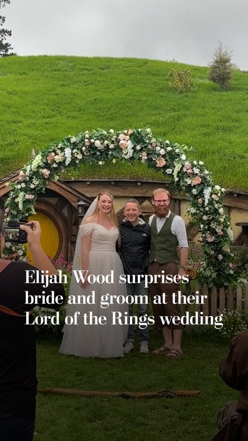Actor Elijah Wood, who starred in The Lord of the Rings movies as hobbit Frodo Baggins, surprised a couple at their themed Lord of the Rings wedding at the Hobbiton movie set.

“After the couple had finished signing, I rushed around to meet him and asked him to come and have a few photos with the couple," photographer Cath Ullyett wrote in a social media post.

"Being the gentleman he is, he didn’t want to interfere, however, with some friendly encouragement he stepped in and was welcomed by all.”
