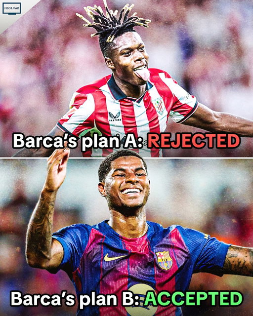 Marcus Rashford has 4x more goal contributions for his club this season than Nico Williams, despite being the ‘plan B’ for Barça. 😳⚖️

Who’s actually a better fit for FC Barcelona? 👀🗳️