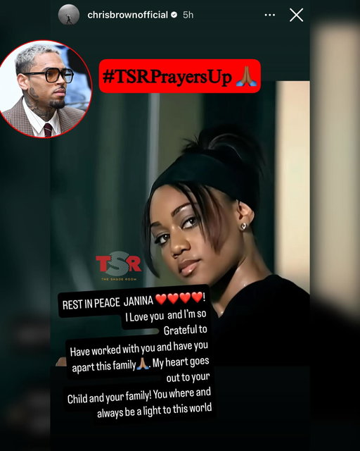 #TSRPrayersUp: #ChrisBrown mourns the loss of dancer and actress #JaninaGarraway. He sent his condolences to her loved ones. Many fans may remember that Janina not only danced alongside him on stage, but also starred as one of the leading ladies in his “Say Goodbye” music video. 🙏🏾🙏🏾 (📸: @gettyimages) ✍🏾: #TSRStaffJW #TSRCollab