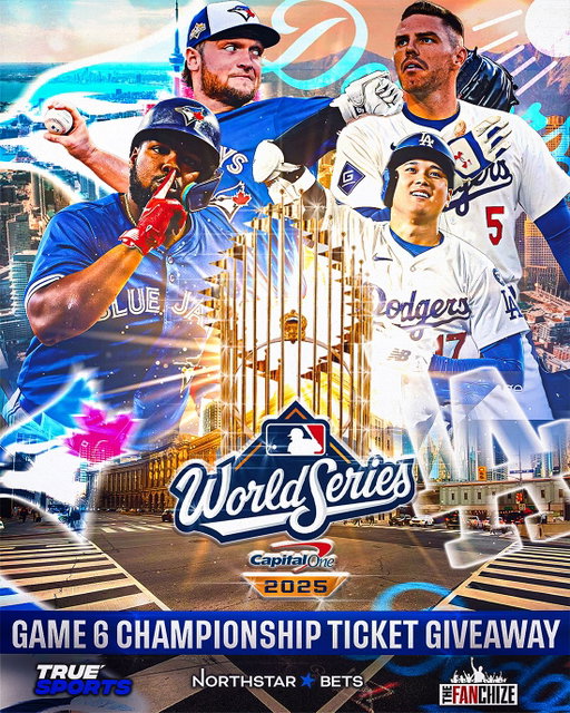 🚨****CONTEST OFFICIALLY CLOSED****🚨
We will now conduct random draw and Winner will be contacted via Direct Message on Instagram
PLEASE CHECK MESSAGES‼️

🚨 WORLD SERIES TICKETS GIVEAWAY🚨

As Promised @truesportslive, @thefanchize_ & @northstarbets are giving YOU ONE MORE chance to WIN a pair of CHAMPIONSHIP tickets to GAME 6 of the WORLD SERIES! ⚾🏆 #WANTITALL 

The Blue Jays are ONE WIN AWAY FROM A WORLD SERIES TITLE and you don’t want to miss it‼️🏆🔥

Here’s how to enter for your shot at this unforgettable experience 👇

To be ELIGIBLE, you MUST be following @northstarbets, @truesportslive and @thefanchize_ and tag who you’d bring with you to the game! SHARE this post to your story! UNLIMITED COMMENT ENTRIES 🗳️🏆

No purchase required. Contest begins on Oct 30, 2025 at 12:00PM EST and ends on Oct 31, 2025 at 5:00 PM EST. 

THE WINNER GETS: Two (2) Game 6 World Series tickets to LA Dodgers vs. Toronto Blue Jays on October 31, 2025 at the Rogers Center 8:00PM EST 🇨🇦 

Winner will also get a FREE lb of Wings for (2) from @wingsupcanada 🍗 

*Open to legal residents of Canada, excluding Québec, who are age of majority in the province or territory of residence at time of entry. Odds of winning depend on number of eligible entries received before contest closes. This will be our LAST World Series Giveaway.