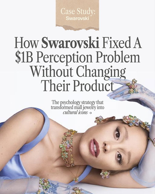 @swarovski just masterfully solved a billion-dollar perception problem—and every DTC founder should study this move. 🔮

When your brand is positioned as “affordable luxury,” customers anchor you to the CHEAP end. Your $200 product feels expensive compared to $50 alternatives, not premium compared to $2,000 options.

Swarovski couldn’t fix this with advertising. They needed to change the reference point itself.

To read the full case study comment DIAMONDS and I will send it to you directly xx