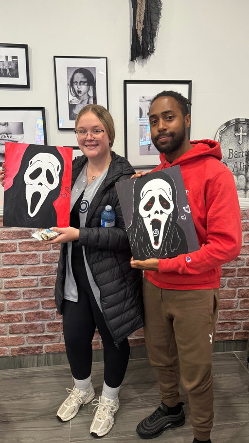A little art, a little fright, and a whole lot of fun 🎨💀 Thanks for making our “Scream” night such a vibe! 

#iamcafe #cafe #toronto #the6ix #torontocafe #community #paintnight #halloween