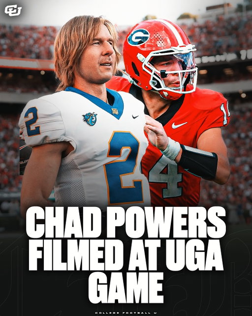 The TV show “Chad Powers” was filmed during actual CFB games last season 🫨

During halftime of the Georgia–Mississippi State game, the TV show filmed a scene featuring the Georgia Catfish facing off against UGA. Fans got in on the action too, booing Chad Powers (Glenn Powell) and the Catfish as they ran out of the tunnel.

The actual game would pick back up and Georgia went on to beat Mississippi State 41-31.