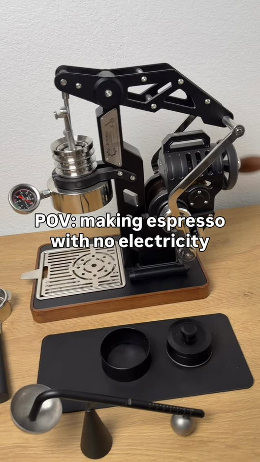 Hand-cranked espresso with no electricity