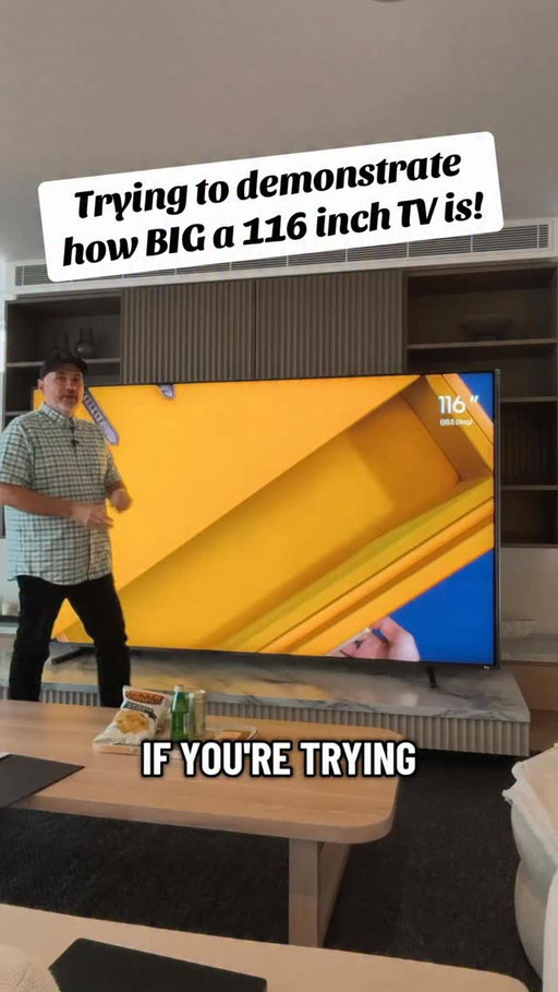 How big is a 116 inch TV compared to what you have now? Let me show you #hisense #116 #hugetv #tv #tech