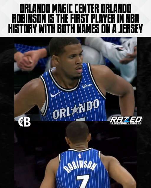 Crazy but true: Orlando Magic center Orlando Robinson is the first player in NBA history with BOTH NAMES on a jersey! 😳

Front: Orlando 
Back: Robinson 

Iconic!