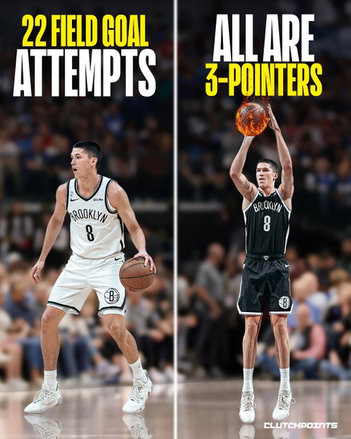 The Nets just drafted the Anti-Ben Simmons.
Forget everything you thought you knew about shot selection. 

Through his first 22 attempts this season, rookie Egor Demin has decided that 3 is the new 2. 

That's right. 

22 Field Goal Attempts. 0 Two-Pointers.

While Ben Simmons treats the paint like a lava pit, 'Three-gor' Demin has declared war on the mid-range. 

The Brooklyn Nets have their new philosophy:

Go Hard or Go Home... but only from beyond the arc.