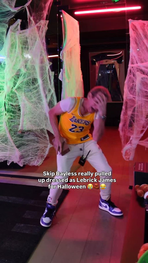 LeBrick James pulling up to The Arena 💀 #halloween #costume #lebron #skipbayless