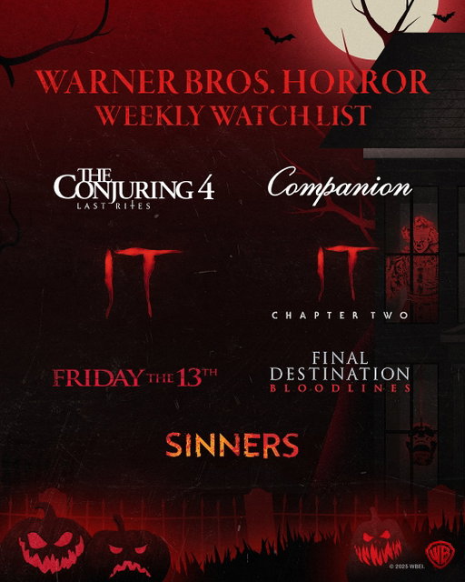 Halloween has arrived 🎃 how many of these are you treating yourself to?

🎥 The Conjuring 4: Last Rites, Companion, IT, IT: Chapter 2, Friday the 13th, Final Destination: Bloodlines, Sinners