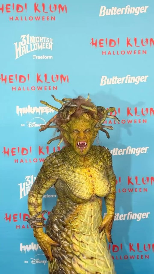 Heidi Klum debuts her Medusa costume at her Halloween Celebration in NYC.