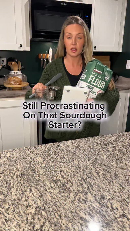 Welcome to Day 1 of making your own sourdough starter 🫶 If you’ve been saying all year you were going to do it and it’s now November 1… this is your sign to finally start.

You’ll need a few basics:
	•	A glass jar so you can actually see the activity
	•	A kitchen scale (trust me—eyeballing will ruin your confidence real quick)
	•	A spatula
	•	And a high-protein or bread flour

I use Kirkland Organic All-Purpose Flour, but Sunrise Flour Mill Bread Flour, Central Milling Organic Bread Flour, or Bob’s Red Mill Artisan Bread Flour are all great options. The reason you want a higher-protein flour is simple: stronger gluten = better structure. It traps gas, gives your starter that stretchy, bubbly texture, and keeps it from turning into a soupy mess.

To get started:
1️⃣ Weigh your empty jar and write the weight on the side.
2️⃣ Zero the scale with the jar on it.
3️⃣ Add 50 g flour and 50 g water.
4️⃣ Mix well, scrape the sides, cover loosely with plastic wrap, and set it aside.

That’s it for day one. Keep it simple, stay consistent, and before long you’ll have a strong, happy starter ready for all the cozy holiday baking to come 🍞✨

#sourdoughstarter #homebaking #sourdoughrecipe