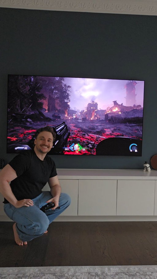 Started from the bottom now we're here. Glare-free, 77 inches of @SamsungAU OLED S95F, what more could you want! ✅ 🤝  #SamsungPartner #SamsungAU