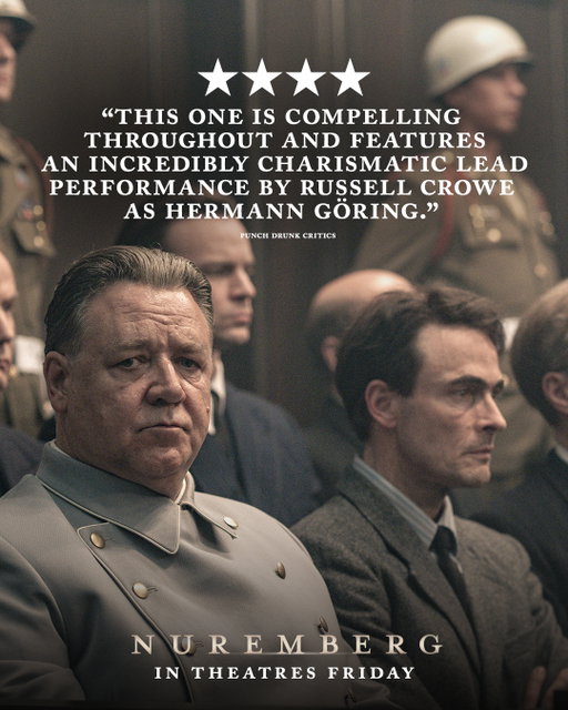 Don't miss Russell Crowe's incredible performance in #NurembergFilm — see it FRIDAY only in theatres.
