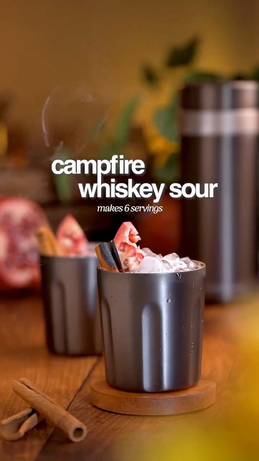 Batch up the warmth this season 🥃 Made a round of Campfire Whiskey Sours for 6 using the @highcampflasks Highball Shaker — ideal for hosting all season long!

🪵 CAMPFIRE WHISKEY SOUR 🪵
Makes 6 servings
- 10oz rye whiskey
- 6oz pomegranate juice
- 2oz cinnamon syrup
- 4oz lemon juice
- 8 dashes of Campfire Bitters

Start by adding a cup of ice to your Highball Shaker. Then using the UpScale Jigger (that can fit up to 4oz 🤯), combine rye, pomegranate juice, cinnamon syrup, freshly squeezed lemon juice and Campfire Bitters. Shake this up and serve over ice. Garnish with a chunk of pomegranate and a charred cinnamon stick. 

21+ to enjoy 🥃

#HighCampFlasks #HighballShaker #batchedcocktails #campfire #whiskeysour #fallcocktail #fallcocktails #cocktails