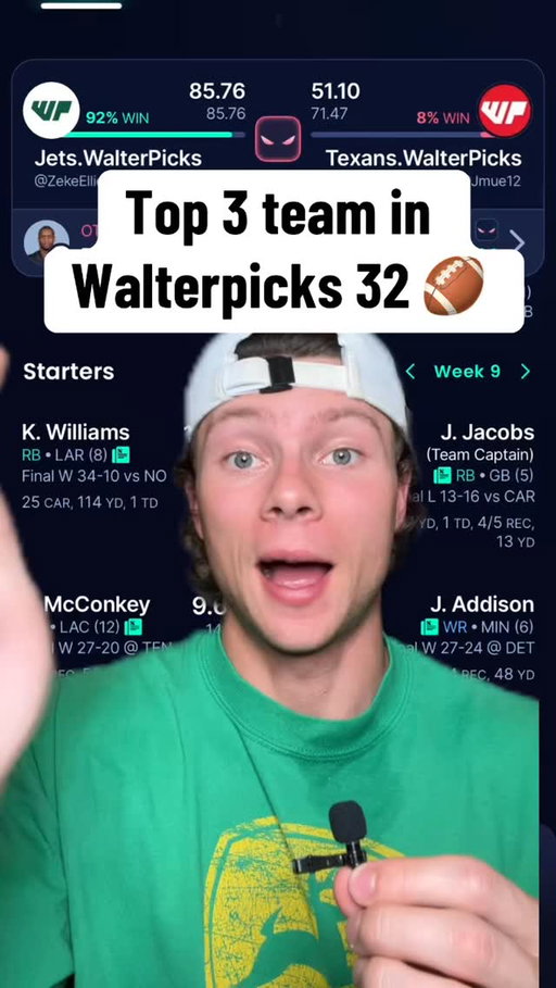 Walterpicks 32 Update: Top 3 Team 🎉🏈 #walterpicks32 #fantasyfootball #nflfantasy