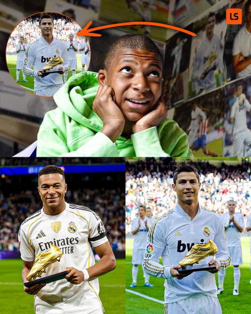 ⏪ The year is 2012.

A 14-year-old Kylian Mbappé sits in his bedroom, surrounded by posters of his idol, Cristiano Ronaldo, including one where he proudly holds the European Golden Boot.

Thirteen years later, having already brought several of his childhood dreams to life, he does it again — recreating his hero’s achievement by winning the Golden Boot himself, in the famous white of Real Madrid ✨