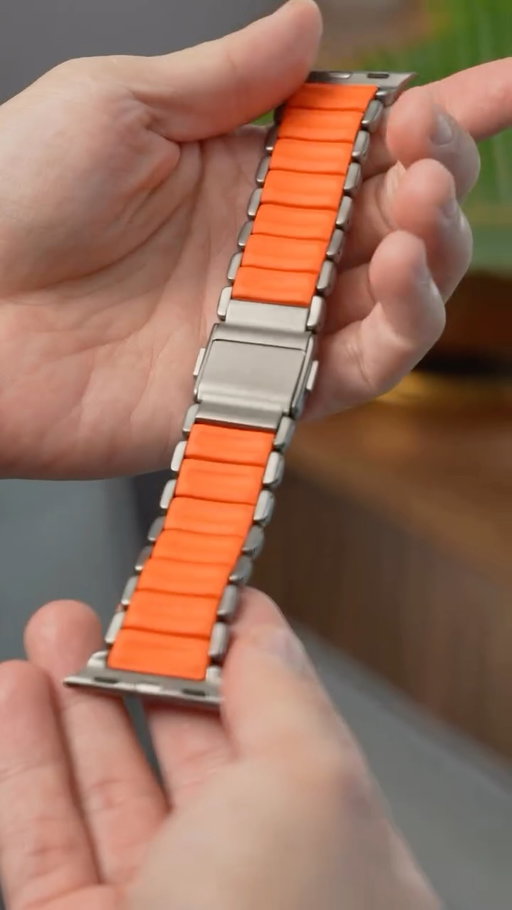 Sophisticated AND rugged 🧡 The @nomad Stratos is a titanium Apple Watch band that moves with you 🏃🏻