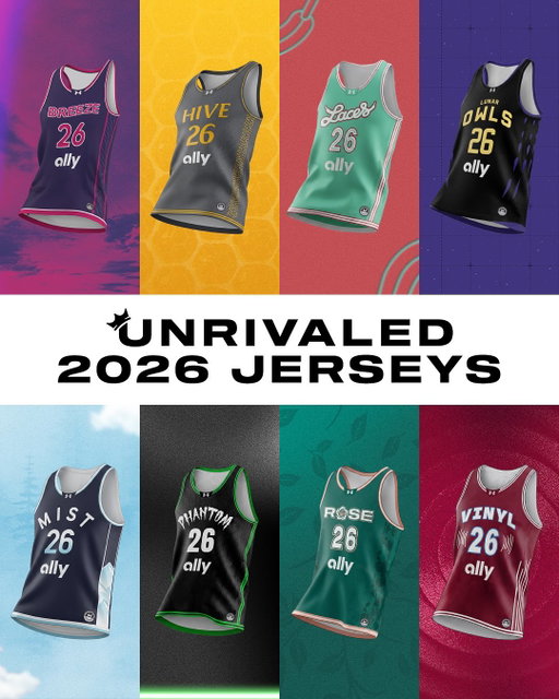 First look at the 2026 Unrivaled Jersey Designs 👀
Which one is your fav? ⬇️

Jerseys available for presale after our roster reveal on Nov 5th. Tune in to B/R app and YouTube at 7pm ET to see who will be rocking them!