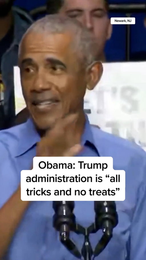 “It’s like every day is Halloween, except it’s all tricks and no treats.”

Former President Barack Obama criticizes President Trump’s immigration policies, DOJ overhaul and more while rallying for Rep. Mikie Sherrill in the New Jersey governor’s race.