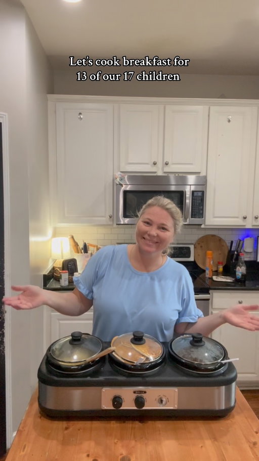 Up before the sun cooking breakfast for 13 of our 17 - sausage, eggs, and pancakes flying off the griddle faster than I can flip ‘em
Just another
morning in our big, beautiful chaos!
#MomTok #RealMomLife
#MomsofTikTok #RelatableMom #breakfast