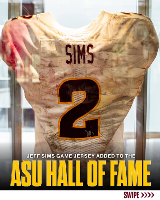 Hall of Fame status ‼️

Jeff Sims game jersey vs Iowa State has officially been added to the Arizona State Athletics Hall of Fame 🔥