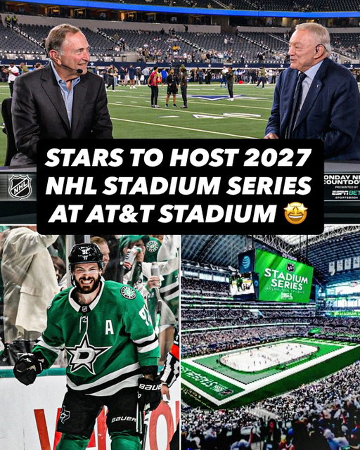 NHL Commissioner Gary Bettman and Cowboys’ owner Jerry Jones announce the 2027 NHL Stadium Series will be hosted by the Dallas Stars at AT&T Stadium ⭐