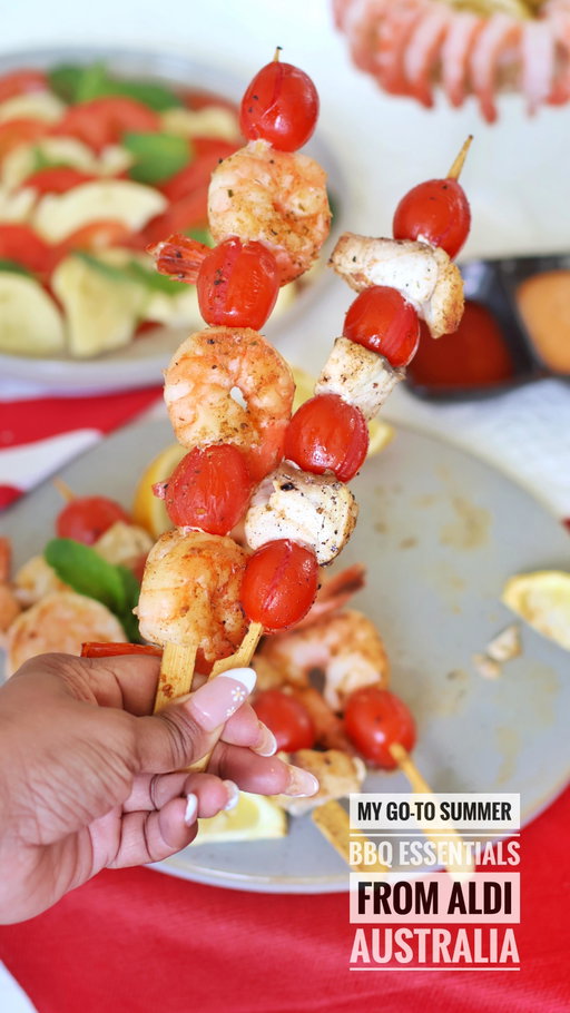 Summer BBQ magic on a budget @aldiaustralia 
This season, I’m all about creating fresh, flavour-packed, and stress-free meals — and @aldiaustralia makes it so easy (and affordable!) 

From juicy king prawns and grilled barramundi with Roma tomatoes, to a zesty prawn cocktail with olives, lemon wedges, and a refreshing caprese salad with mozzarella, balsamic drizzle, and mint — I got everything for my summer BBQ without breaking the bank 

@aldiaustralia is my go-to destination for all things Summer and Christmas — offering fantastic value, top quality, and budget-friendly prices across the store.
✨ Their range of fresh, frozen, and ready-to-serve goodies makes entertaining effortless and delicious.
✨ Whether it’s a backyard BBQ or festive feast, ALDI helps take the stress out of hosting — so you can focus on enjoying every bite!

Raw jumbo prawn cutlets 240gm $9.99
Fresh Australian barramundi fillets 260gm $9.99
Cooked & peeled prawns cutlets 230gm $8.99 
Mozzarella cheese 0.35kg $4.99 
Mini Roma tomatoes 250gm $2.49 
Truss tomatoes 500gm $2.99 
Mint bunch $2.99 
Balsamic $ roasted garlic salad dressing 250ml $2.89 
Stonemill barbecue seasoning 40gm $1.99
Marinated green olives 130gm $3.29 
Lemons 5 pack $4.99

#ad @ALDIAustralia #TasteTheSunshineWithALDI