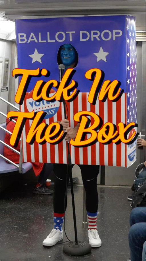 A ballot box does stand up comedy on the subway in NYC. 
Come see me live!
Nov 20-22 Appleton, WI @skylinecomedy 
Jan 15 Chicago, IL @thedentheatre 
Jan 16 Houston, TX @theriotcomedy