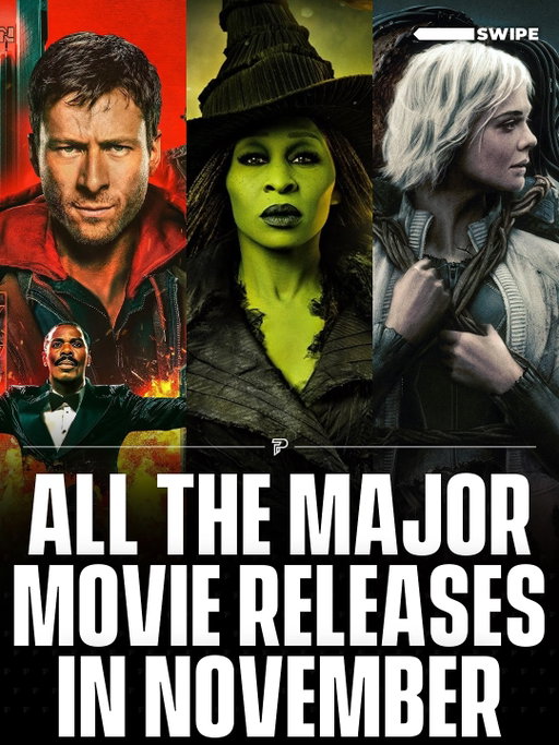 November is stacked at the movies. From big franchises to new originals and awards hopefuls, here are the major releases landing this month.

*Correction: Running Man releases on 14th November.

Swipe to see what’s out each week with US dates. What are you watching first?

#film #pubity #viral