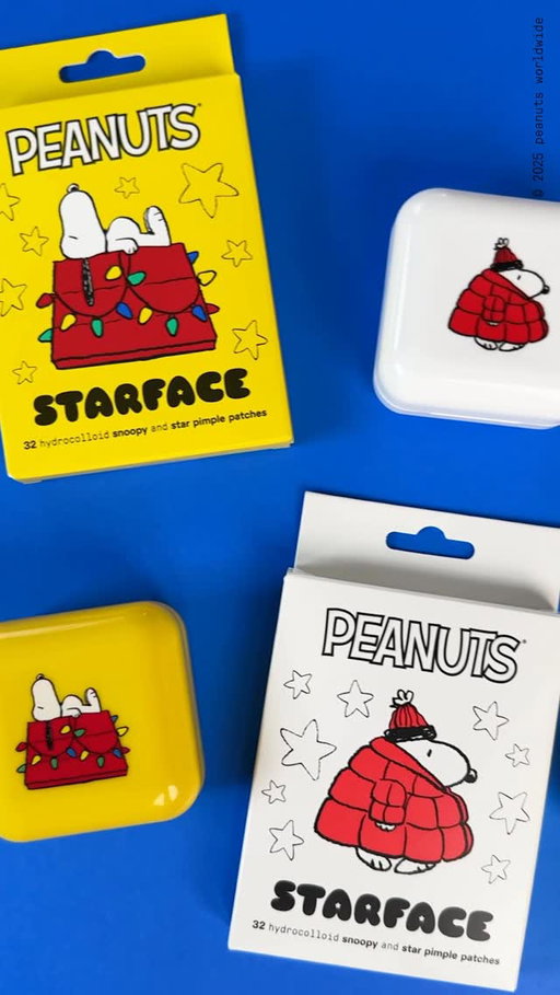 NOW AVAIL 🖤❄️ omg the one… the only… peanuts x starface is here !! add all 3 limited-edition compacts + refills to ur collection rn so u can shrink spots n feel cozy cute :)

❤️ big red snoopy compact + red snoopy refill

💙 big blue snoopy compact + blue snoopy refill

💛 big sleepy snoopy compact + sleepy snoopy refill