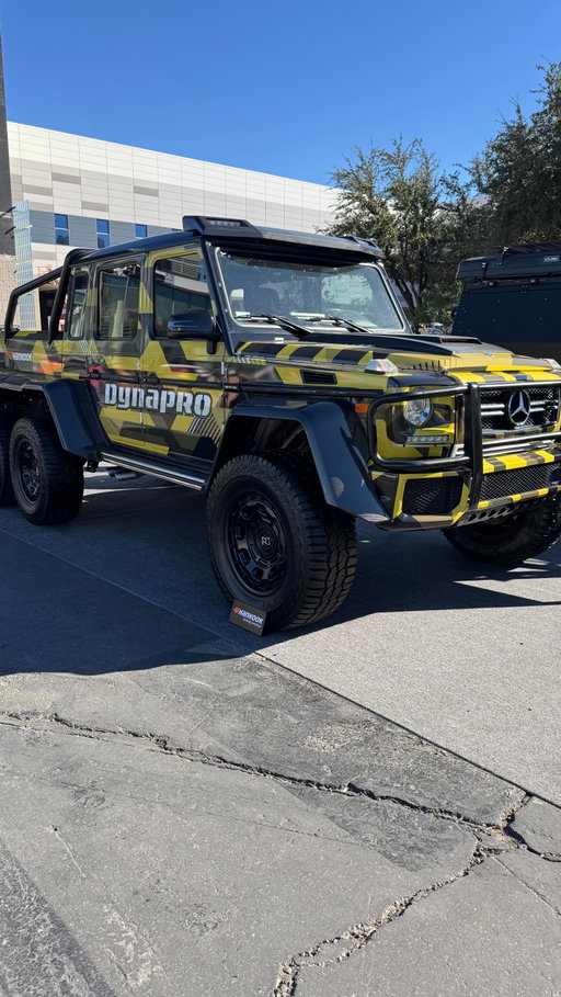 The 6x6 is at SEMA.  Stop by the @hankooktireusa  booth #youtuber #sema #hankook #offroad #exoticcar #6x6 #mercedesbenz #mercedes