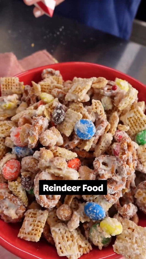 We always leave cookies out for Santa, but the reindeer deserve something sweet, too! 🍬🦌

Forget the carrots, and make Reindeer Food Snack Mix instead! There’s something for every reindeer in this mix, so you know it’ll disappear in no time. 😉 Get the full recipe down below or at the link in the @allrecipes bio! 

Ingredients:
1 (20 ounce) package miniature pretzels
1 (17.5 ounce) package crispy corn cereal squares (such as Corn Chex®)
1 (16 ounce) jar salted dry-roasted peanuts
1 (14 ounce) package candy-coated milk chocolate pieces (such as M&M’s®)
24 ounces white chocolate, chopped

Directions:
Cover a large area of counter space with waxed paper and tape it down. Mix pretzels, corn cereal, peanuts, and candy-coated milk chocolate pieces together in a large bowl.

Melt white chocolate in the top of a double boiler over simmering water, stirring frequently and scraping down the sides with a rubber spatula to avoid scorching.

Pour melted white chocolate over pretzel mixture; stir to evenly coat.

Quickly transfer mixture to the prepared waxed paper and spread in a thin layer; let cool completely, at least 30 minutes.

Break into pieces and store in an airtight container.

🧑‍🍳: @nicolemcmom 

#christmas #food #snacks #easyrecipes #dessert #holiday