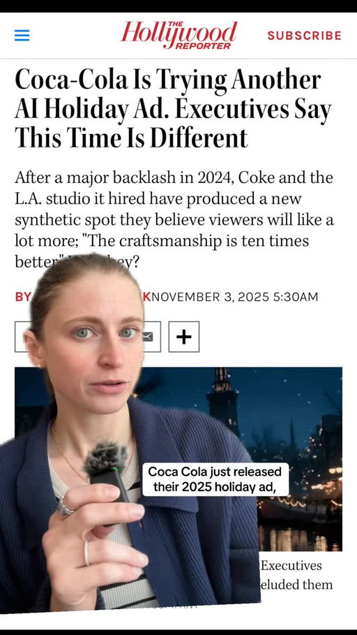 Coca-Cola remade their iconic holiday commercial with AI for the second year in a row. And they don’t care that we hate it.

#advertising #marketing #advertisingandmarketing #adcampaigns #adcampaign #ai