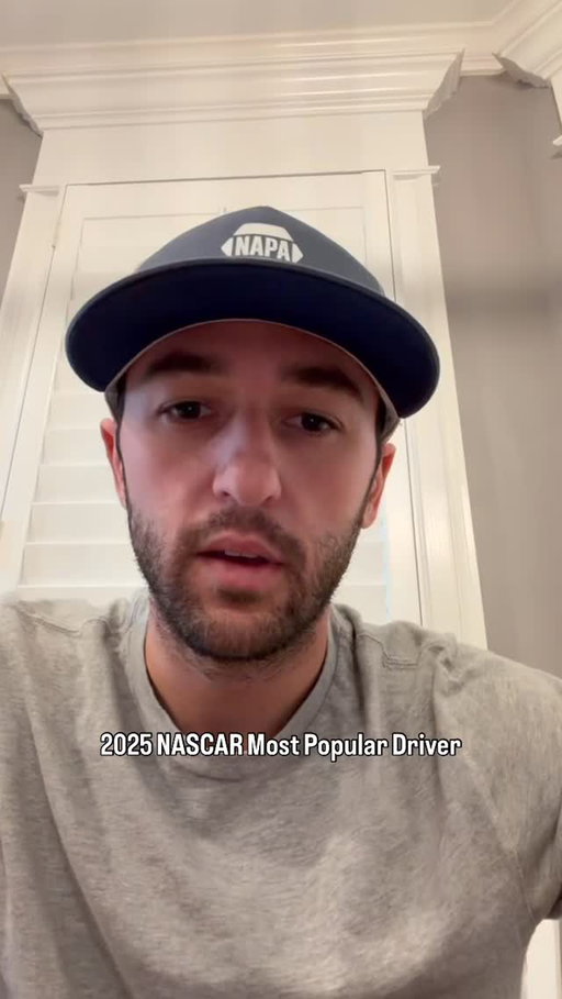 Thank you to all the fans who voted for me as the 2025 NASCAR Most Popular Driver! I don’t take this award lightly and truly appreciate all the support each and every one of you shows to me and my family