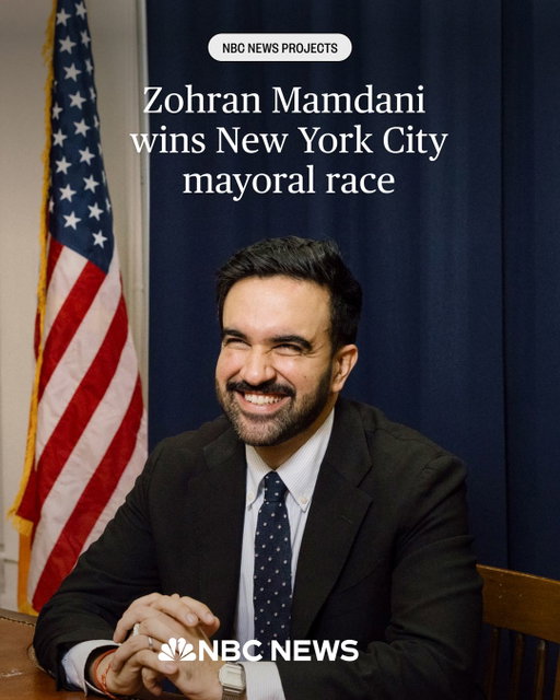 Zohran Mamdani has won New York City’s mayoral race, NBC News projects, following a campaign in which the 34-year-old democratic socialist energized progressives across the country and generated intense backlash from President Trump and Republicans as well as some Democratic moderates.

Mamdani, an immigrant who will become the city’s first Muslim mayor, has said that his election “is an opportunity for us to make clear that immigrants don’t just belong in the five boroughs of New York City — we also belong in City Hall.”

His centerpiece policy proposals include free buses, some city-owned grocery stores, a rent freeze on roughly a million rent-stabilized units and universal child care. He’s proposed raising taxes on millionaires by 2% and increasing New York City’s corporate tax rate to match New Jersey’s to pay for some of those programs.

Mamdani handily defeated former New York Gov. Andrew Cuomo — who ran as a third-party candidate after losing the Democratic primary — and Republican nominee Curtis Sliwa. 

More at the link in bio.

📷 @laurelgolio for @nbcnews