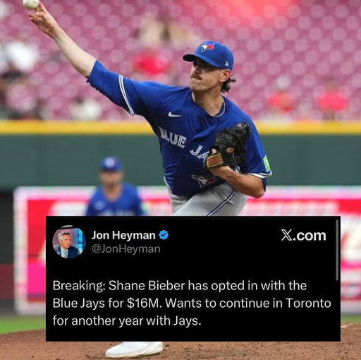 SHANE BIEBER WILL STAY WITH THE TORONTO BLUE JAYS IN 2026. BAAAANNGGGG