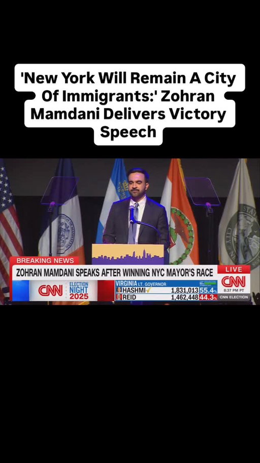 In his remarks to supporters Tuesday night, Zohran Mamdani had a clear message for New York City: “Hope is alive.”

“And while we cast our ballots alone, we chose hope together,” Mamdani said. “Hope over tyranny. Hope over big money and small ideas. Hope over despair. We won because New Yorkers allowed themselves to hope that the impossible could be made possible. And we won because we insisted no longer would politics be something that is done to us. Now it is something that we do.”

🎥 CNN