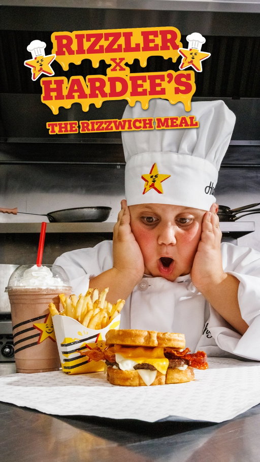 Sometimes all it needed was a little Rizz 🤫 Introducing the Rizzwich Combo, straight out of the Hardee’s kitchen and crafted by me, with ultimate Rizz.
Looking for even more Rizz? Hardee’s and I are partnering to give away 250 Rizz exclusive posters! See below on how to enter:
🔥 Grab the new Rizzwich Meal in the Hardee’s app
🍔 Post a photo of your Rizzwich Meal and tag @hardees and @itztherealrizzler 
👀 Follow @hardees 

Giveaway runs 11/5/25-11/19/25. Open to My Rewards Members only, exclusively in the Hardee’s app. While supplies last.