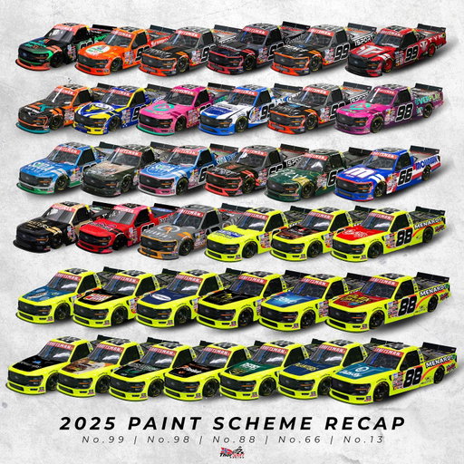 37 paint schemes. 5 trucks. 9 drivers. Nearly 29,000 laps of dedication! Thank you to each partner who fueled our journey this season - your support drives us forward 👀🔥

2025 Partners:
@menardsracing @campersinnrv @tsporttruck @tymnorthamerica @bommaritoauto @nashvillestampede @zimmererkubota @overplay.games @clarkspumpnshop @sodasenseofficial @curbrecords @flexsuperapp #mohawknortheastinc @waterswhisky @tradiebrand @farmpaint_ @quantaservices #IdealDoor @blacklabelbacon @chichisbrand @serta @suncastcorp #greatlakesflooring @zevoinsect @flexseal @perfectaireus @jacklinksjerky @masterforcetools @mrpeanutofficial @dutchboypaints @fordracing