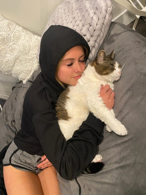 my sweet baby girl. 
i found you at the shelter when you were 14 years old and i just had to have you, you were the most perfect thing ive ever seen. i’m so grateful for the 8 years we got to spend together, i have been telling you this a lot lately but youre really the best thing thats ever happened to me you know that you are the most special thing in the world to me.  i cant even begin to explain the fucking pain i feel right now my heart is shattered but its okay that you let go i told you it was okay.  god we have lived so many lives together you were a little trap kitty with me and all of my degenerate friends in providence in the trashy apartment then i told you to pack ur bags were moving to la! getting to give you this amazing life was the biggest honor and i wish i could do it over and over and over again.  you and i will forever hold the deepest bond and connection i ever knew was possible, you will forever hold the biggest piece of my heart above anyone else, you are my other half and mommy will always be there for you. i love you forever ms p🤍🪽