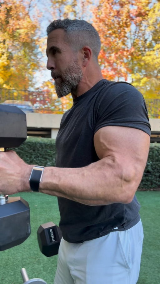 Nature gym mode 🍁 

Genetics help.
Consistency helps more.
Also doing curls like they owe me money. 💵💪😤

@whoop tracking my gains. Link in bio

#biceps #gains #motivation