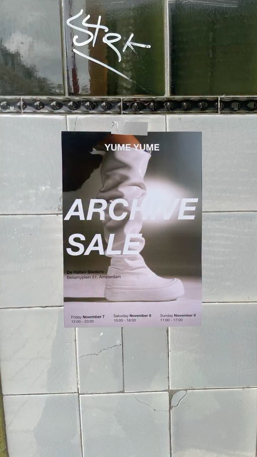 ARCHIVE SALE YUME YUME 🖤: opening tomorrow at 12:00

Hope to see you there! Xxx

De Hallen Studio’s
Bellamyplein 51, Amsterdam