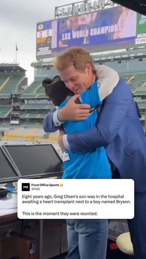 Greg Olsen was reunited with Bryson—a heart transplant recipient who, eight years ago, was in the hospital alongside Olsen’s son as they both awaited transplants.

Now 14 and healthy, Bryson surprised his childhood hero during a visit to Green Bay.

(🎥 via @levinechildrens)
