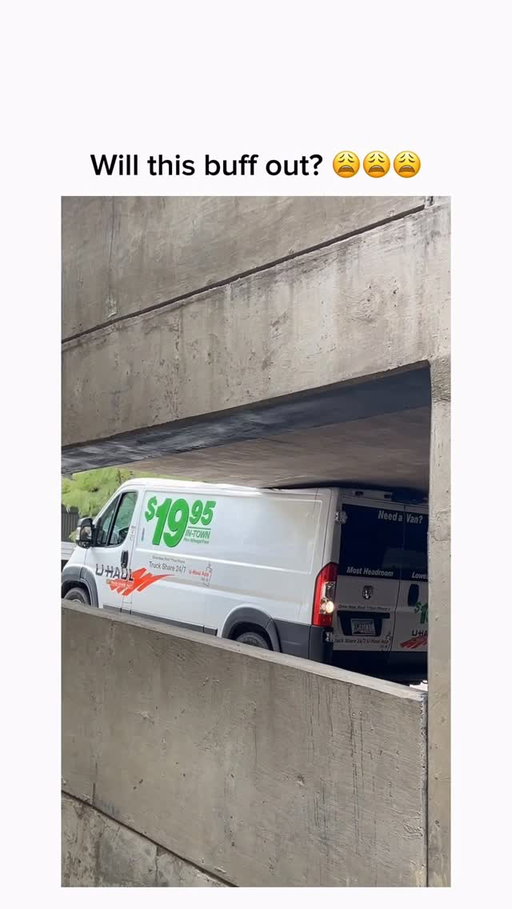 How to turn $19.95 into $19,950 😂😂😂

via: tt/khristv817

Nothing tests your confidence like backing a U-Haul into a space that’s clearly two sizes too small. In this video, the driver starts off strong—hand on the wheel, backup beeps, full “I got this” energy. You can practically hear the inner monologue: professional trucker mode activated.

Then—CRUNCH. The roof meets a low overhang, sparks fly (emotionally), and that confidence evaporates faster than the security deposit. The driver freezes, staring at the damage like, “Maybe if I don’t move, it’ll un-happen.” Meanwhile, the friend guiding from behind is suddenly silent, because they absolutely did not say “keep coming.”

Lesson learned: renting a U-Haul doesn’t automatically give you commercial driver’s license powers. Next time, measure the clearance… or just hire someone with spatial awareness