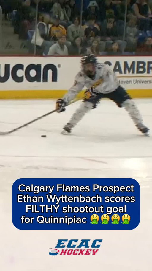 ‼️ WATCH NOW: Forget the calendar—@wyttenbach91 is delivering Rookie of the Month highlights well into November! 😤

The @QU_MIH first-year showed off the silk with this insane shootout goal on Tuesday night. The @sfstampede alum is showing why he'll be a future star for the @NHLFlames 🔥